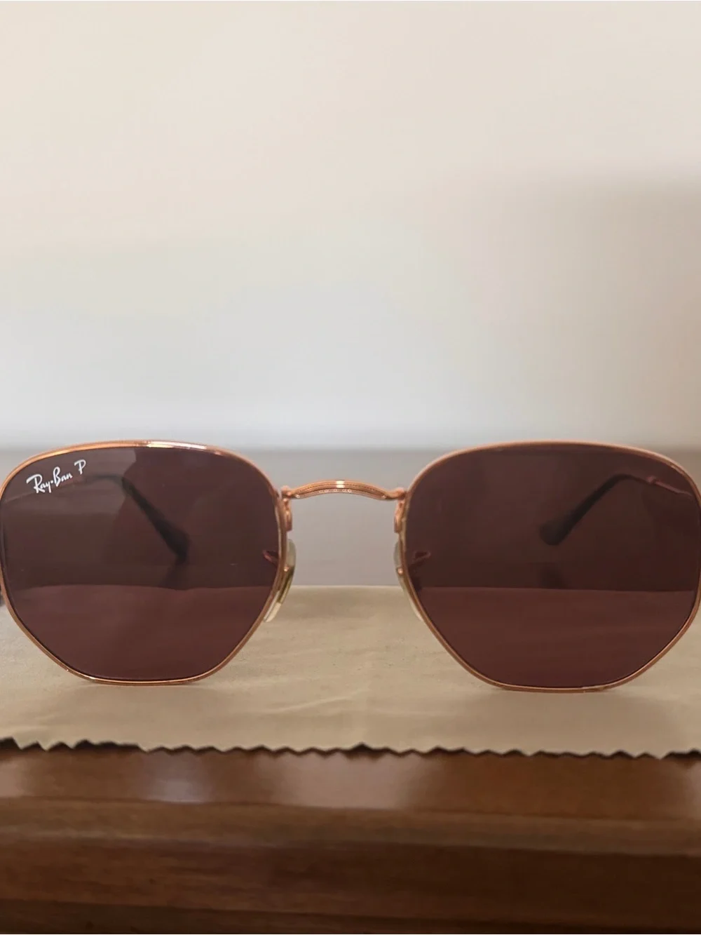 Ray-Ban Women's Polished Rose Gold Frame Violet Polarized Sunglasses